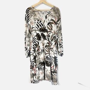 Old Navy Palm Print Faux Cross Over Mini Dress Long Sleeve Plus Size XXL